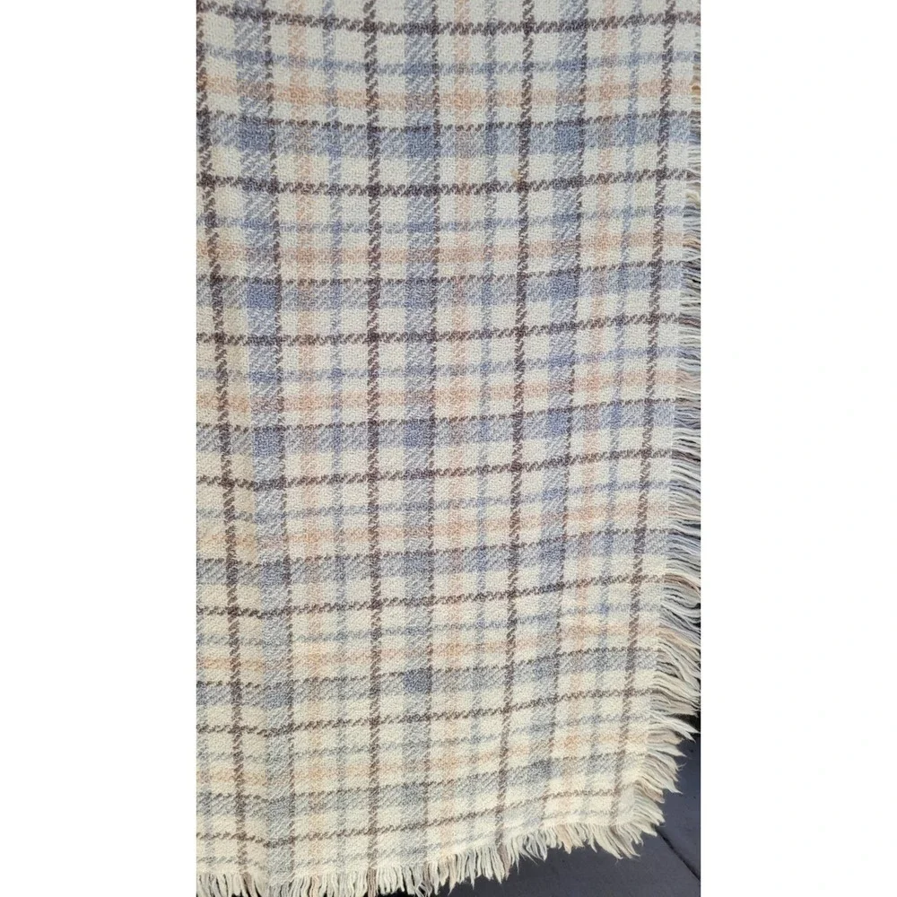 Boyne Valley Weavers Ireland Wool Throw Blanket Plaid Fringe 43x70 Handmade...